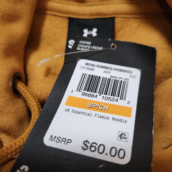 Under Armour Men’s Small Hoodie – Yellow Ochre Pullover – New With Tags - Picture 3 of 8